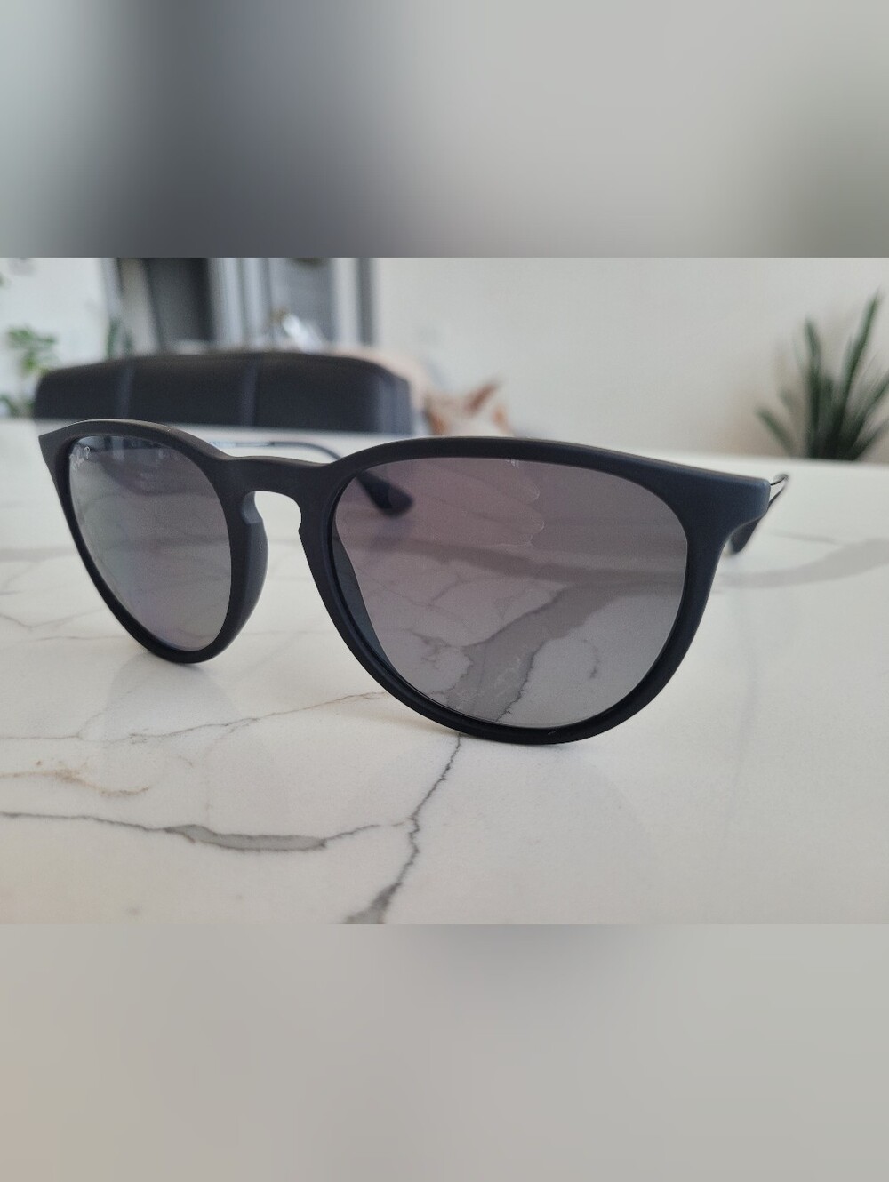 Ray-Ban Women's Matte Black Erika Sunglasses - Polarized Smoke Lenses - Picture 9 of 11